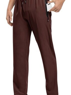TBMPOY Men's Brown Performance Jogger Pants Zippers NWT Men’s Medium